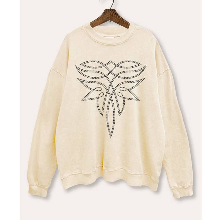 PINK NABI - Wholesale Graphic Sweatshirt - Women's - WESTERN BOOT STITCH PATTERN GRAPHIC WOMEN'S SWEATSHIRT8