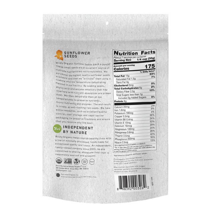 Wildly Organic - Wholesale Seeds/Kernels - Organic Sunflower Seeds