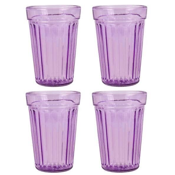 STP - Wholesale Drinking Glass/Cup - Lilac Stackable Faceted Glasses for Drinks - Set of 41