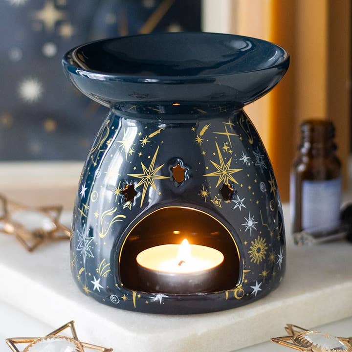 Blå Stjärnklar Natt Celestial Oljebrännare och Vaxvärmare för wholesale av Something Different Wholesale