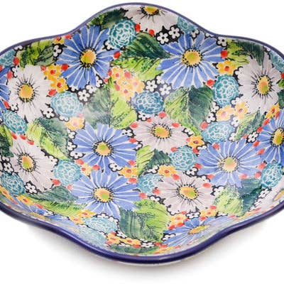 Bowl 8" Royal Blue Dream Theme UNIKAT for wholesale by Polmedia Polish Pottery