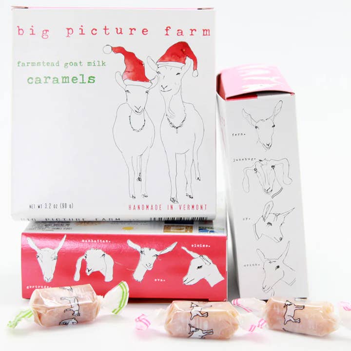 Santa Goat Milk Caramel Box (Christmas) for wholesale by Big Picture Farm
