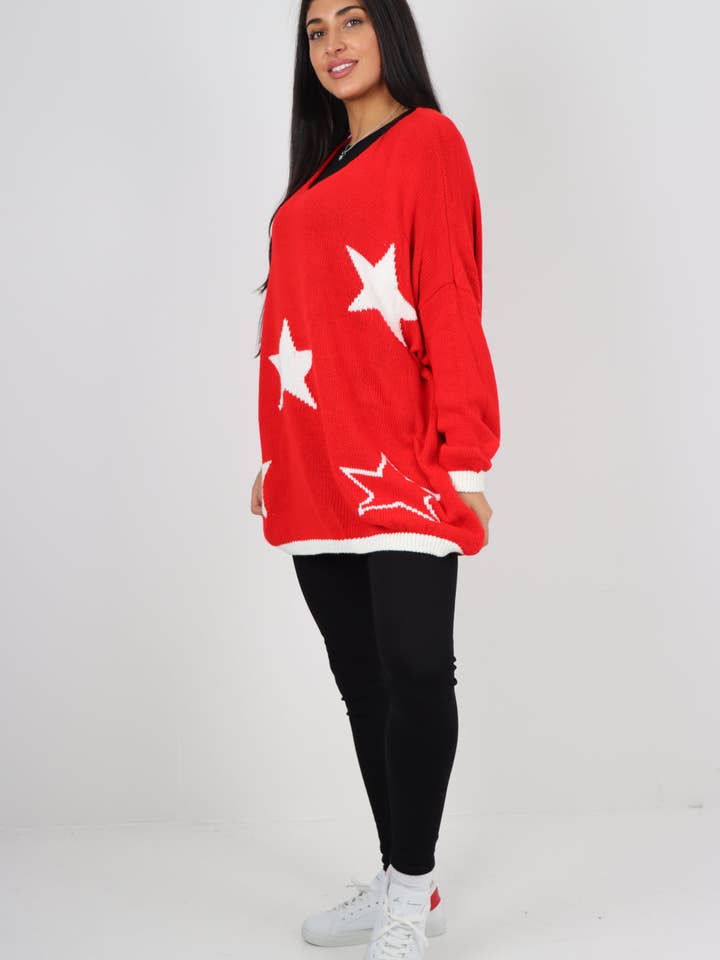 Miss Bold – wholesale Tunic sweater – Women’s – Italian Oversized Star Print Long Sleeve Jumper42