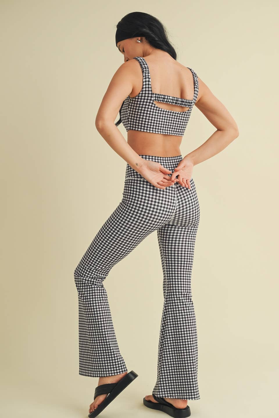 KIMBERLY C - Wholesale Sports Bra - Women's - Gingham Print Ruched Bra Top57