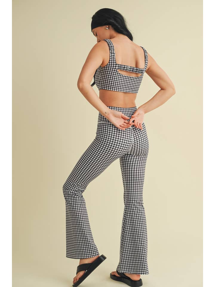 KIMBERLY C - Wholesale Sports Bra - Women's - Gingham Print Ruched Bra Top57