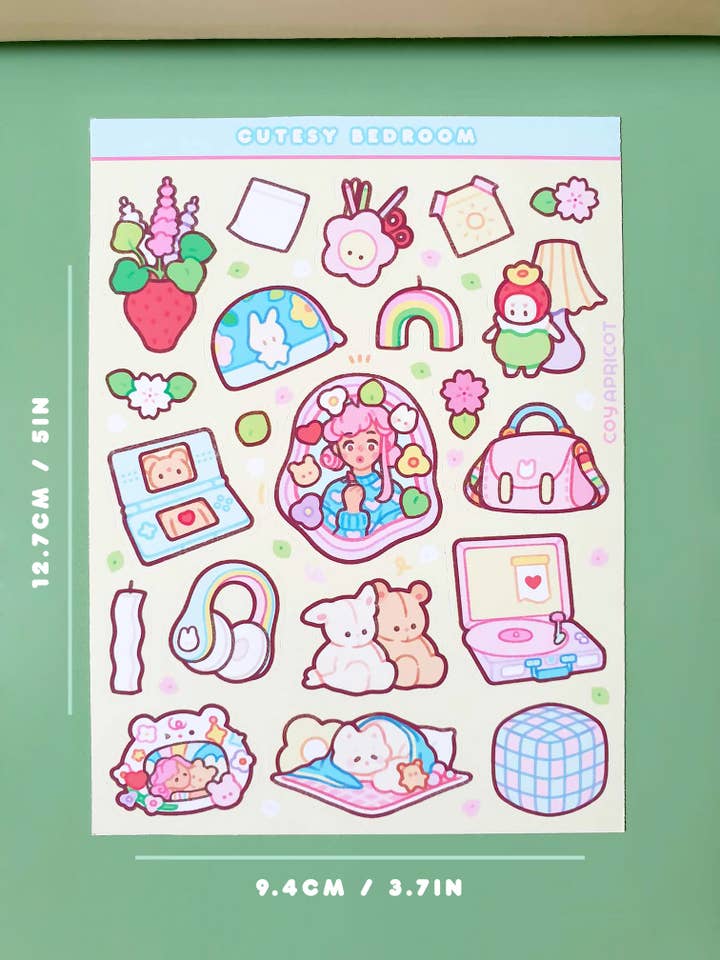 Cutesy Bedroom Sticker Sheet for wholesale by Coy Apricot
