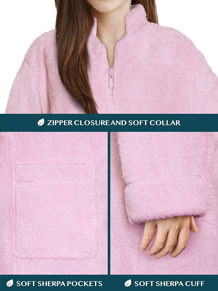 Pavilia - Wholesale Robe - Women's - Women's Sherpa Housecoat Zipper Robe35