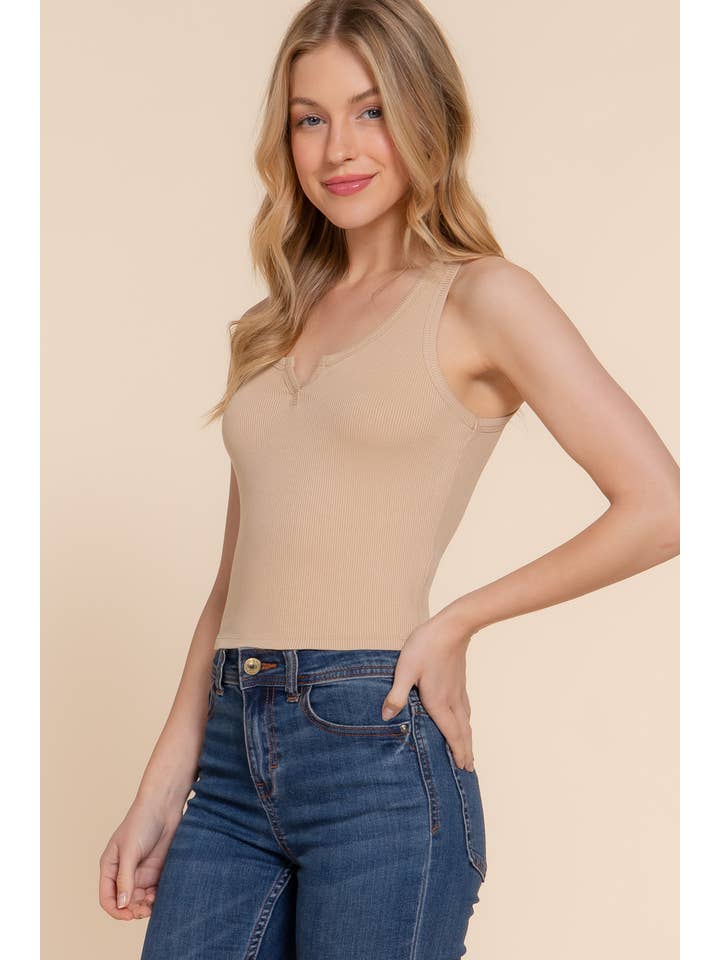 42POPS - Wholesale Tank Top - Women's - SI-27337 V Shape Scoop Neck Rayon Rib Tank Top