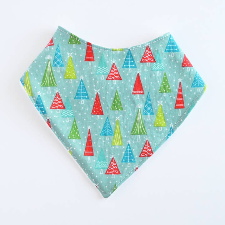 Baby Stay-Dry Bandana Drool Bib - Holiday Christmas Trees for wholesale by Waku Waku Baby