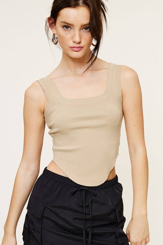Mimosa - Wholesale Tank Top - Women's - Stretch Ribbed Sleeveless Square Neck Tank Top7