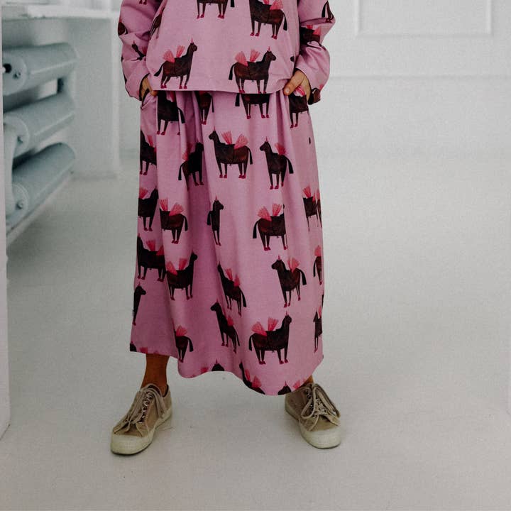 HORSES ON PINK - ADULT SKIRT for wholesale by Dont Grow Up