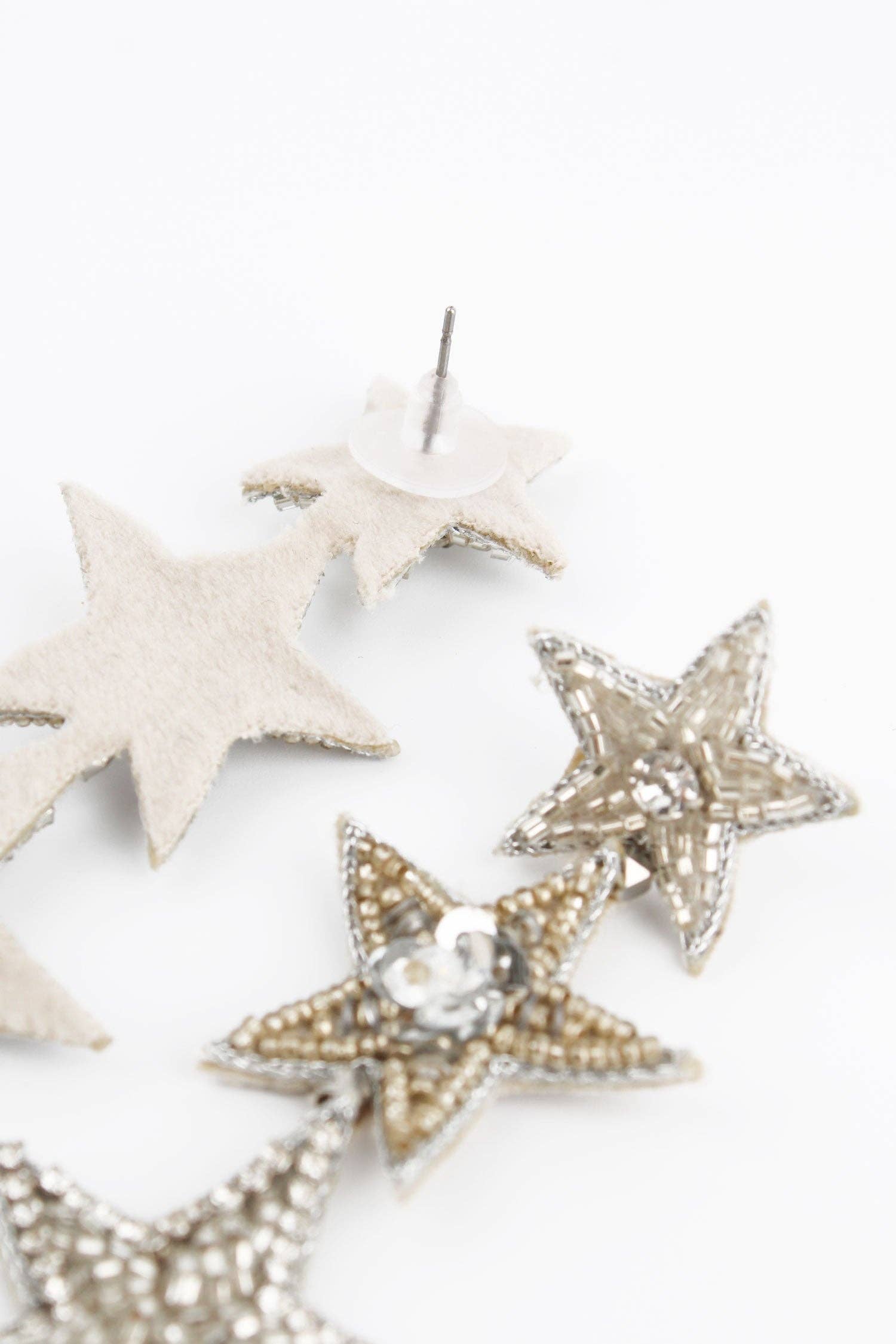 My Doris – wholesale Dangle earrings – TRIPLE SILVER STAR EARRINGS3
