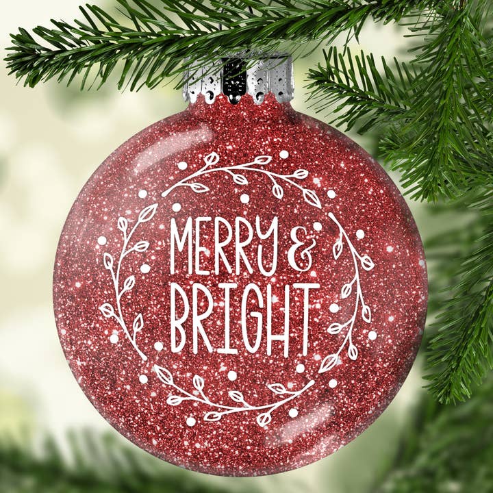 Glædelig & Bright Glitter Julepynt for engroshandel hos Sparkling Magnolia LLC