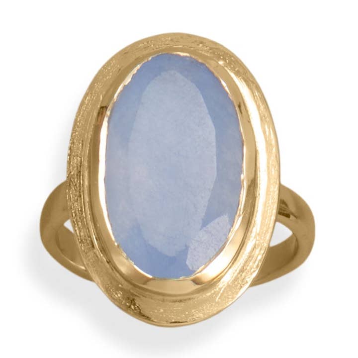 14 Karat Gold Plated Oval Chalcedony Ring for wholesale by Silver Stars Collection