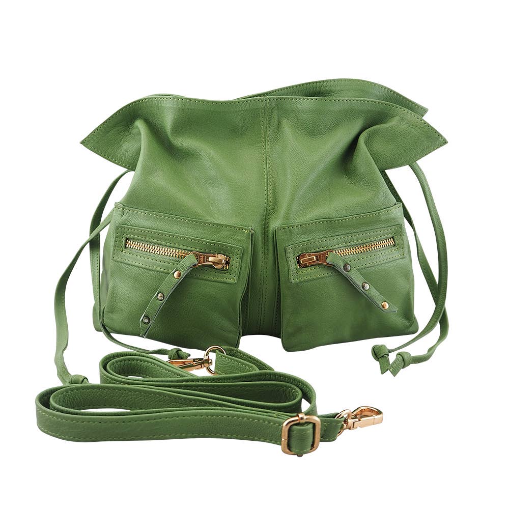 Cadelle Leather - Wholesale Crossbody Bag - Women's - Jillian Drawstring Crossbody | Moss Green7