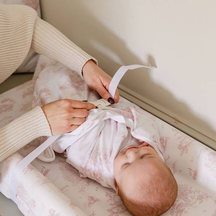 The Gilded Bird Ltd - Wholesale Changing Mat/Pad - Baby - Spring Toile Pink Wipeable Contour Change Pad