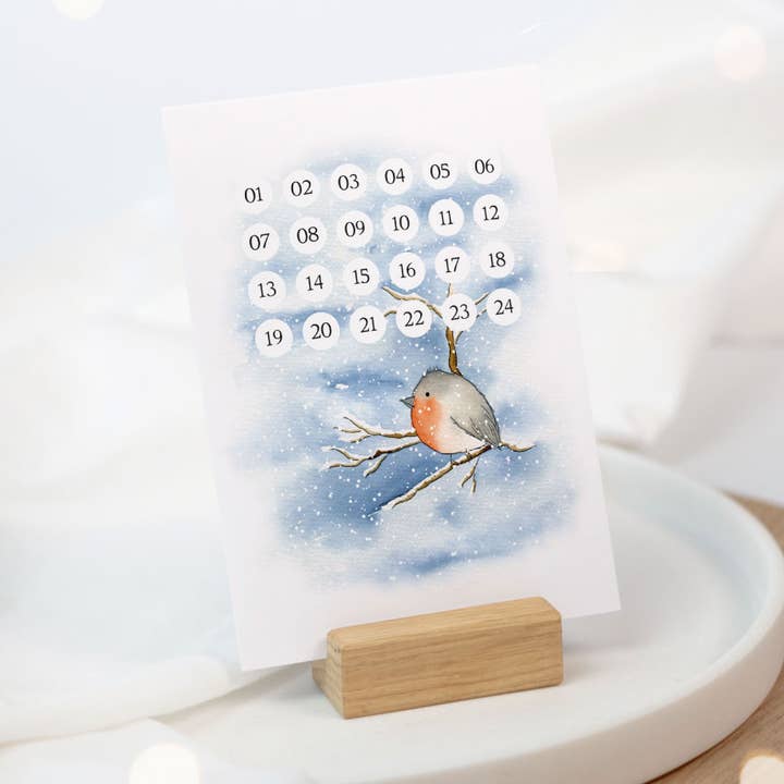 Biglietto con calendario dell'Avvento - Mini calendario natalizio | Uccello per la vendita all'ingrosso da parte di Funkenbunt