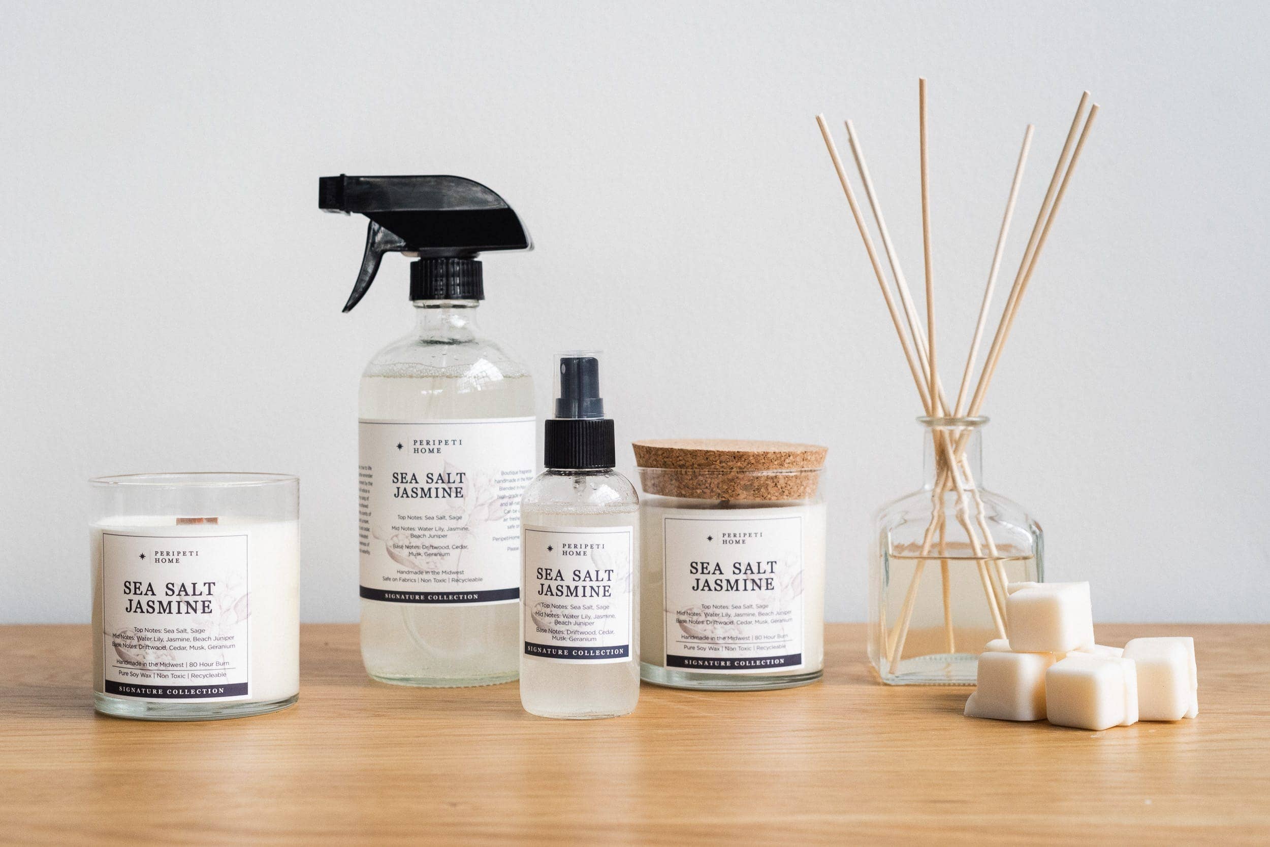 Peripeti Home - Wholesale Jar/Filled Candle - Sea Salt Jasmine Soy Candle, Spa Scent, Non-Toxic2