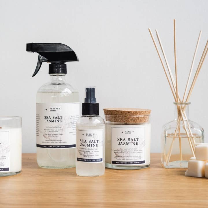 Peripeti Home - Wholesale Jar/Filled Candle - Sea Salt Jasmine Soy Candle, Spa Scent, Non-Toxic2