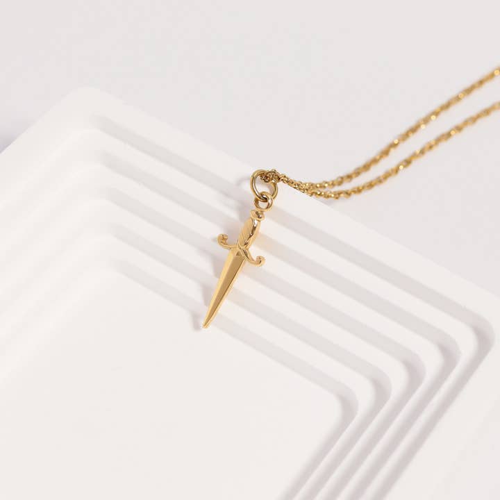 WJW - Wholesale Individual Charm/Pendant - 18K Gold PVD Stainless Steel Dagger Charm6