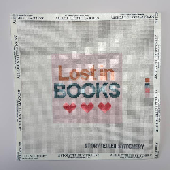 Lost in Books — Printed Needlepoint Canvas (Small) for wholesale by Storyteller Stitchery
