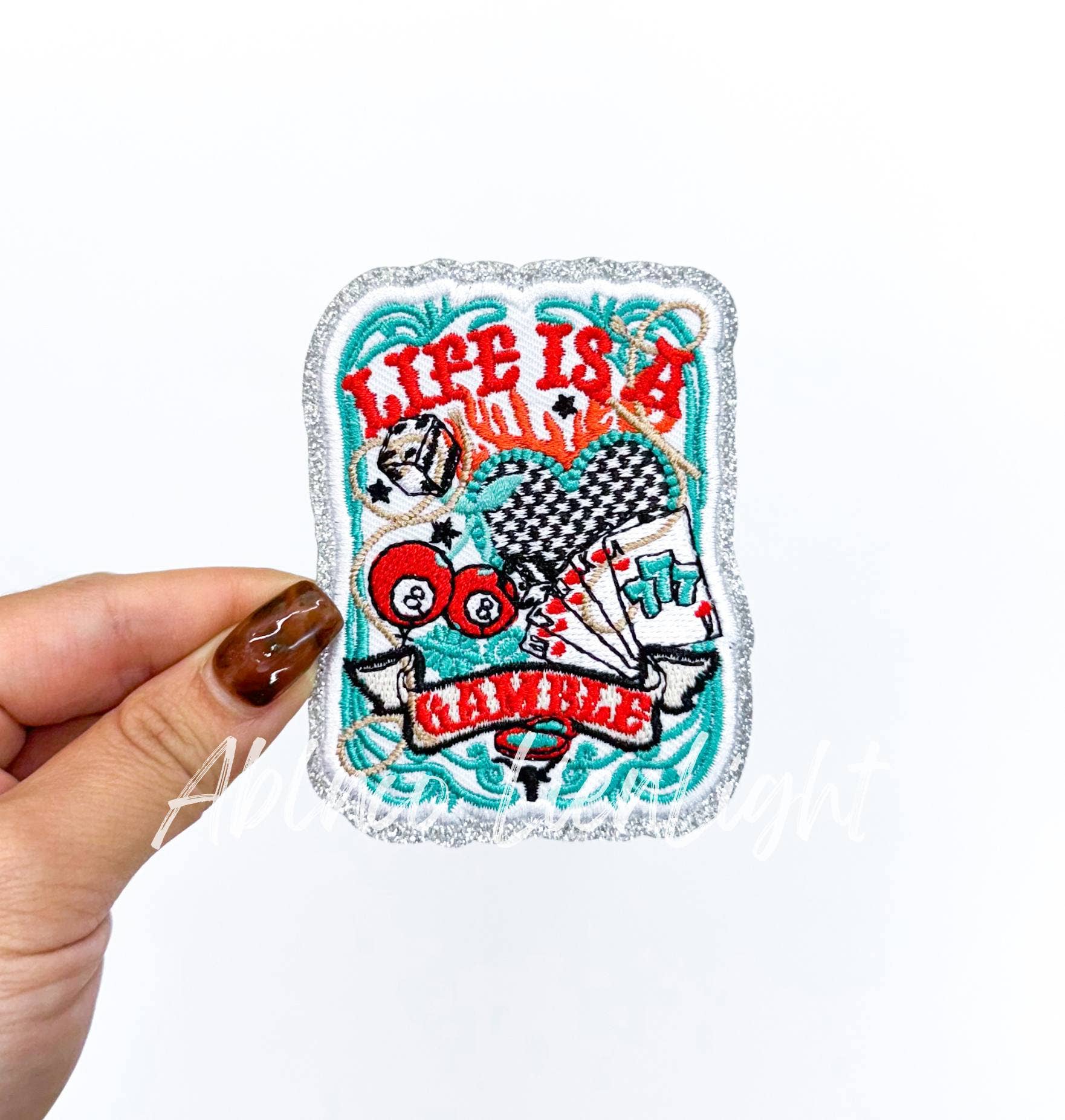 ABLNco - Wholesale Patch - Life is A Gamble Retro Western Sequin Patch