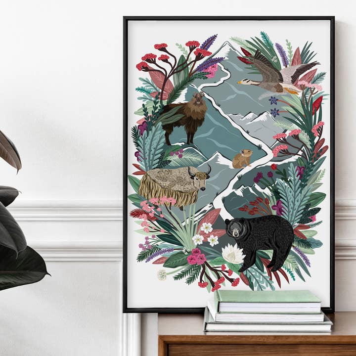 Mountains Habitat print for wholesale by Bea Baranowska Illustration