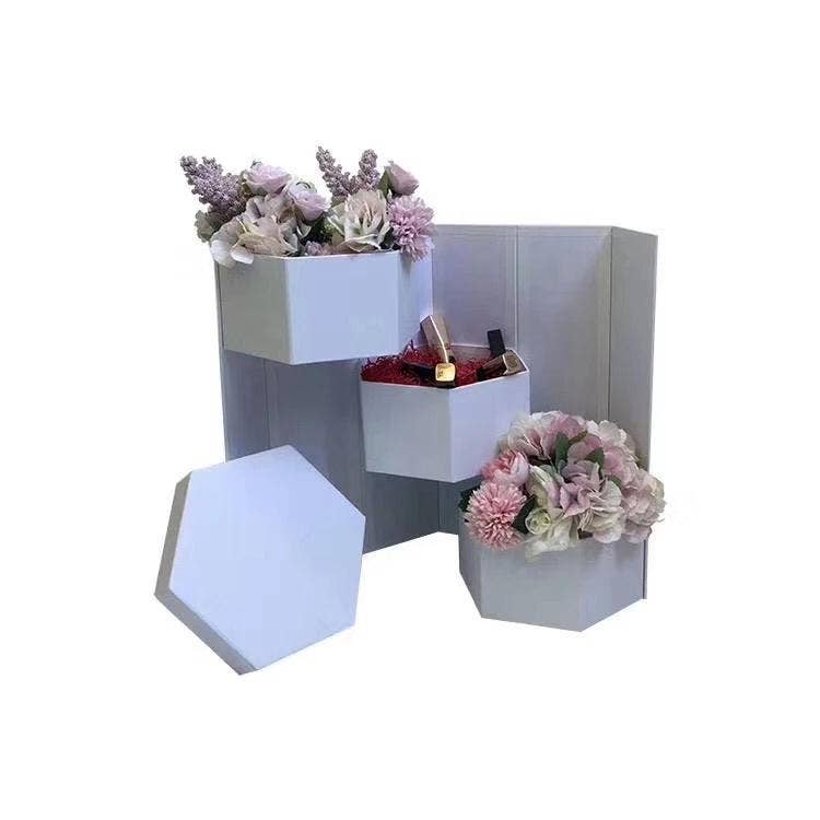 UNIKPACKAGING - Wholesale Gift Box - Hexagon 3-Tier Surprise Flower Gift Box with Lid17