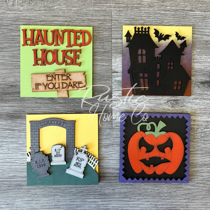 Halloween Haunted House Tier Tray Kit Pumpkin Crafts voor wholesale door Rustic Home Co LLC