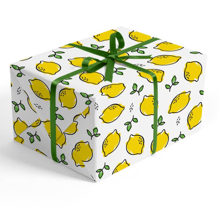 Papier d'emballage de fruits à motif citron pour la vente par Stesha Wrapt