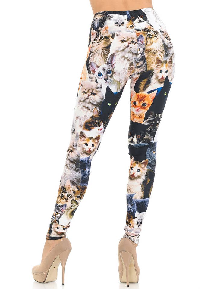USA Fashion - Vente Legging tendance – femme - Legging doux et crémeux à coller pour chats - USA Fashion™4