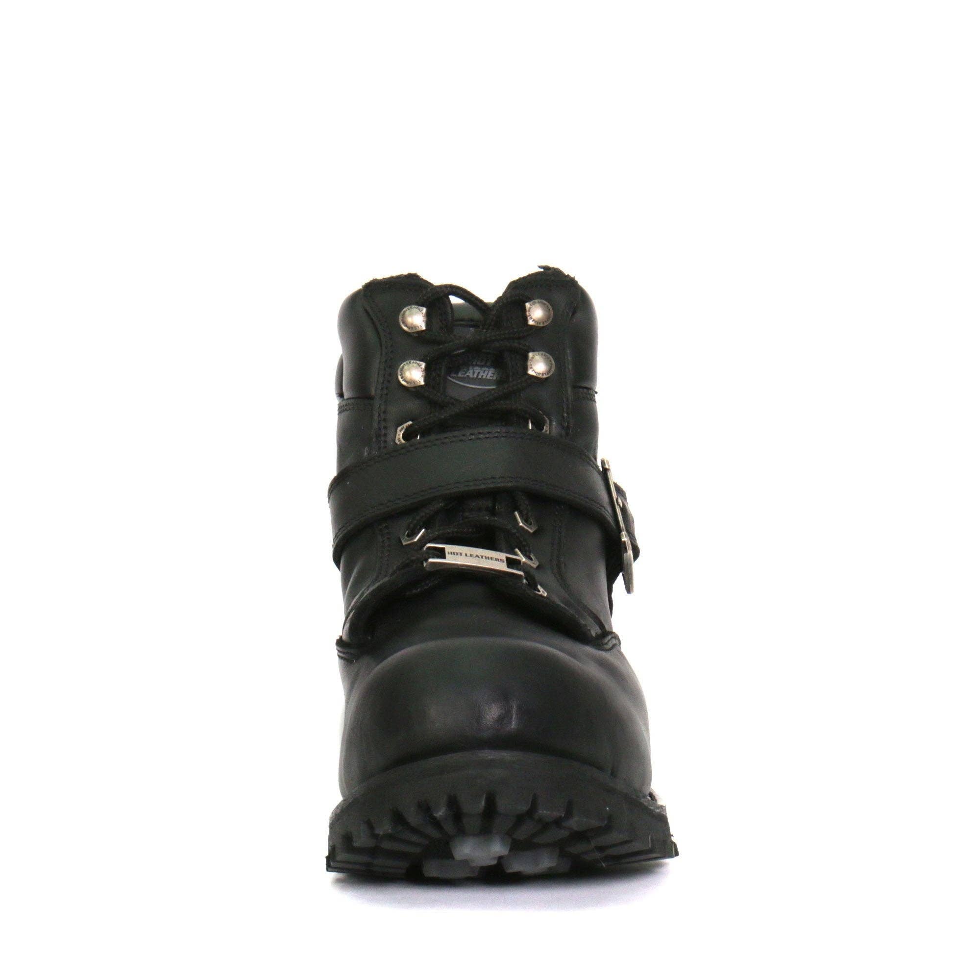 NEGRO Hot Leathers BTM1007 botas de piel tipo logger negras de 6 pulgadas con hebilla ajustable para hombre de venta al por mayor en Faire6