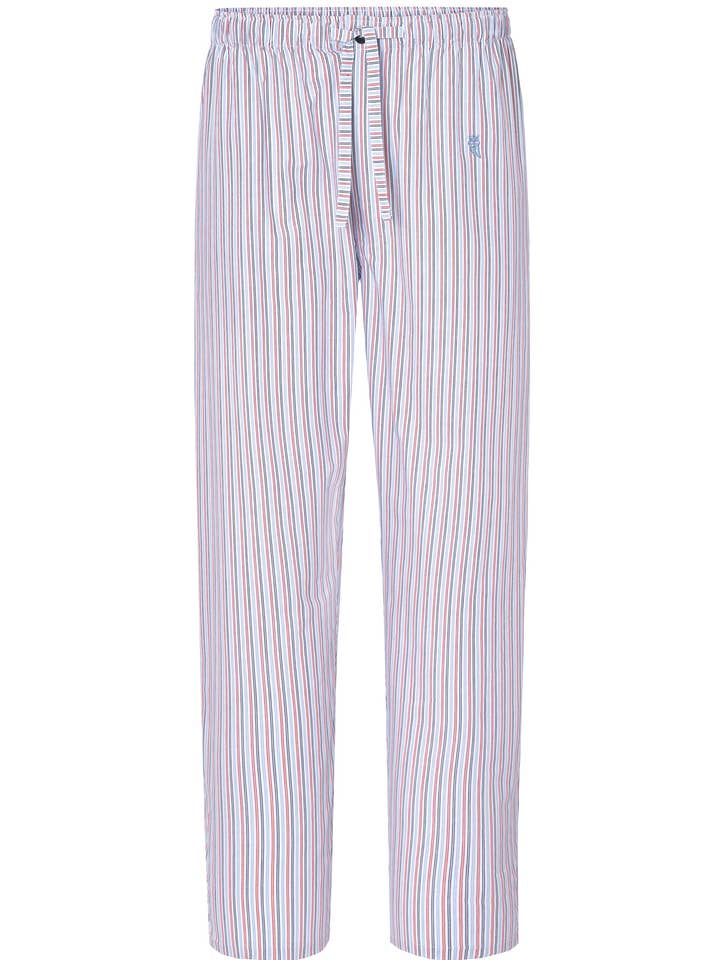 Striped Poplin Men's Long Pajama Pants - White 8939 for wholesale by El Búho Nocturno