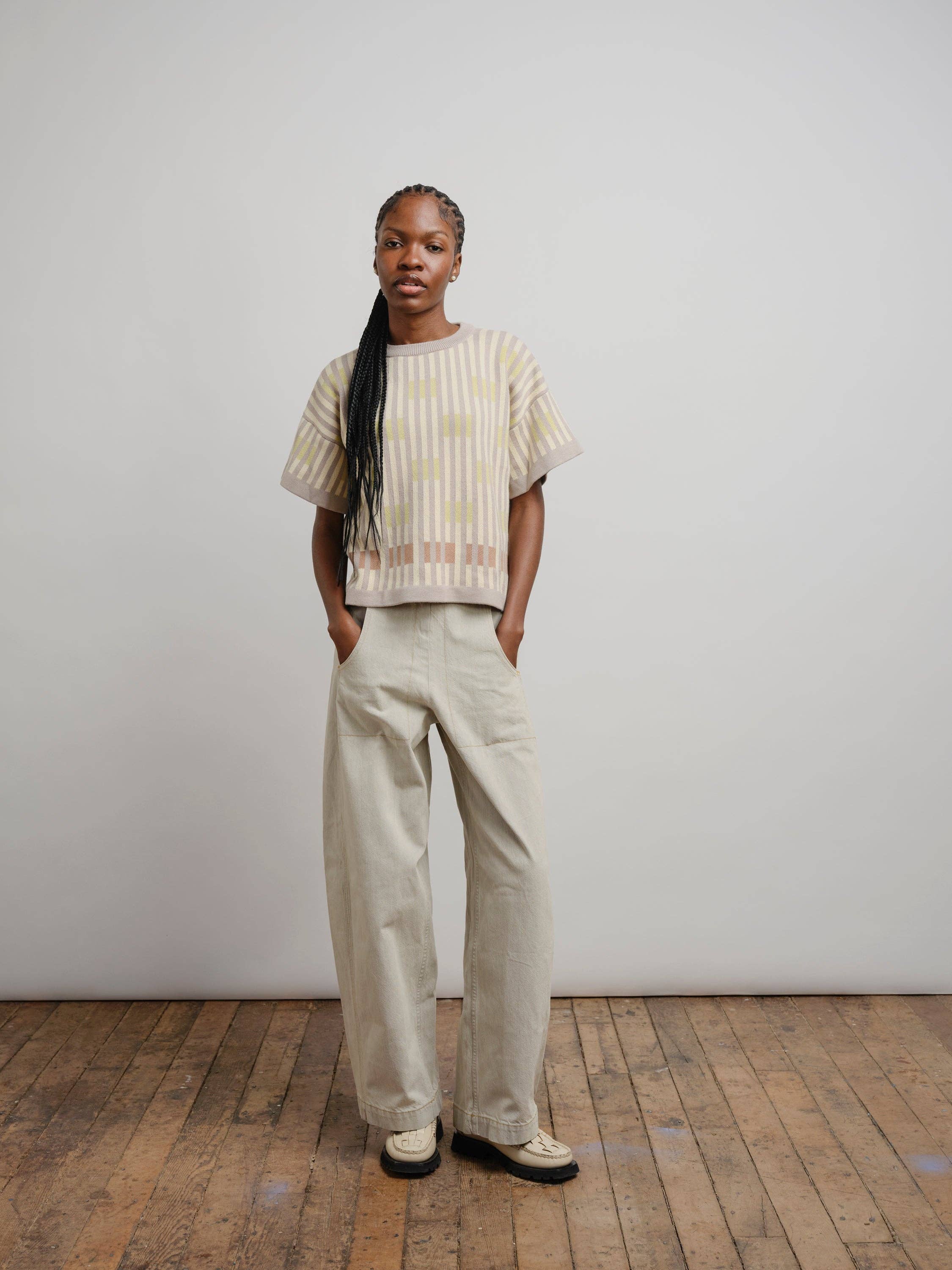 The Endery - Wholesale Knit Sweater - Women's - Bauhaus Short Sleeve Sweater Tee - Cumulus2