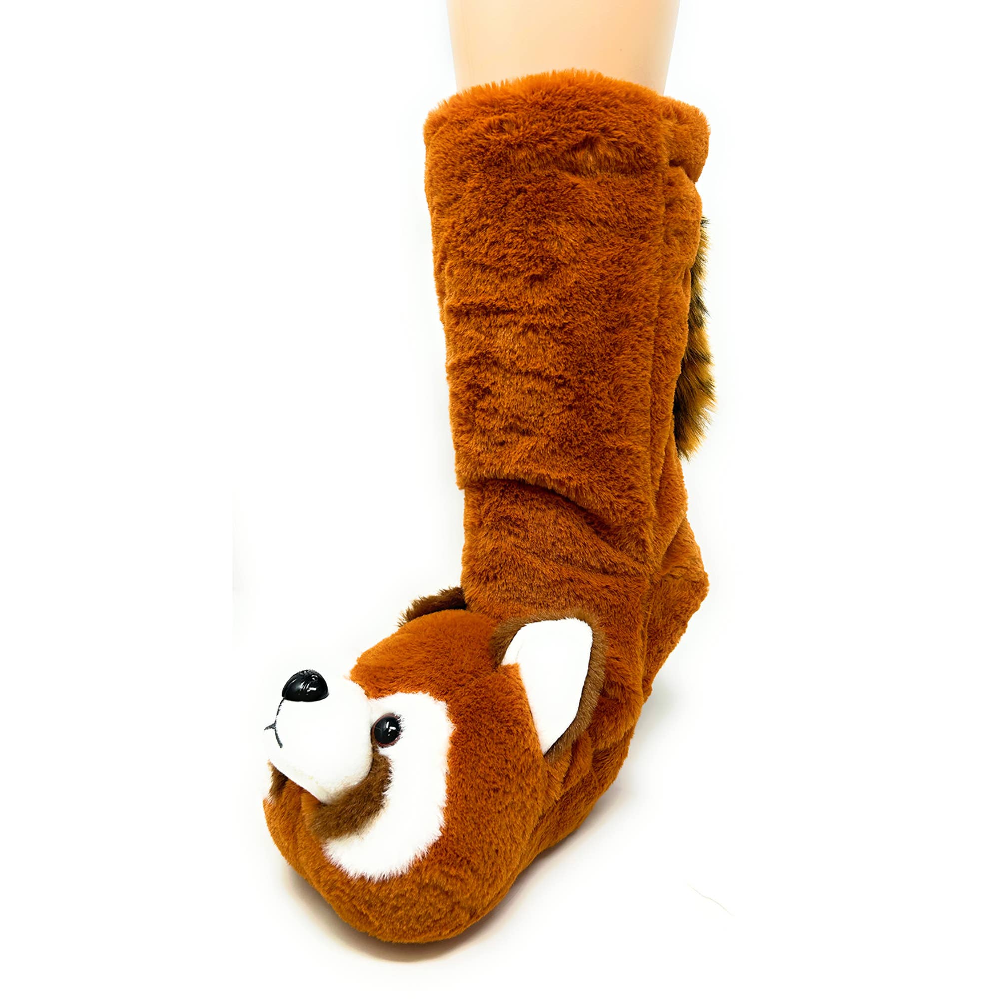 Oooh Yeah/Sock It Up/Oooh Geez Slippers - Wholesale Sock Slippers - Women's - Red Panda | Women's Plush Animal Slipper Socks4