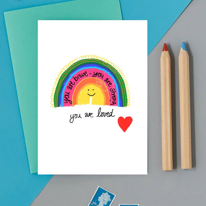 You are Brave, You are Strong, You are Loved greeting card for wholesale by Lorna Syson