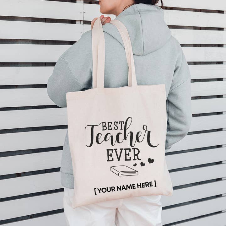 Customized Best Teacher Ever Tote Bag With Your Logo/Text for wholesale by BAGANDCANVAS