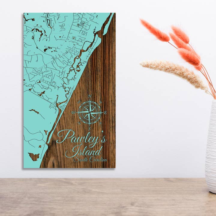 Carolina do Sul: Pawley's Island Street Mostrar mapa por atacado de Fire & Pine