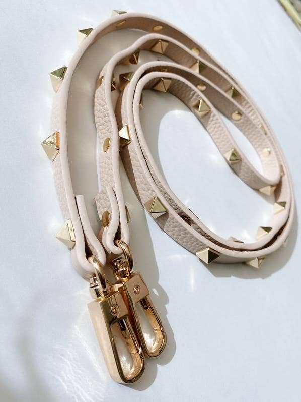 Apenas pulseira: pulseira cravejada de couro genuíno com seixos (creme) por atacado de HOLSTERE