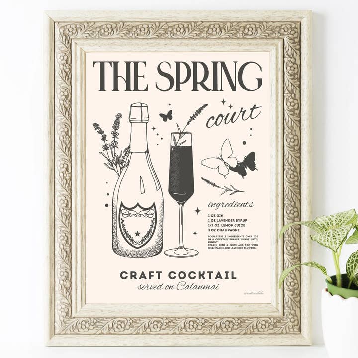 ACOTAR Spring Court Cocktail Print - Bookish Gift Wall Art for wholesale by Well Read Babes