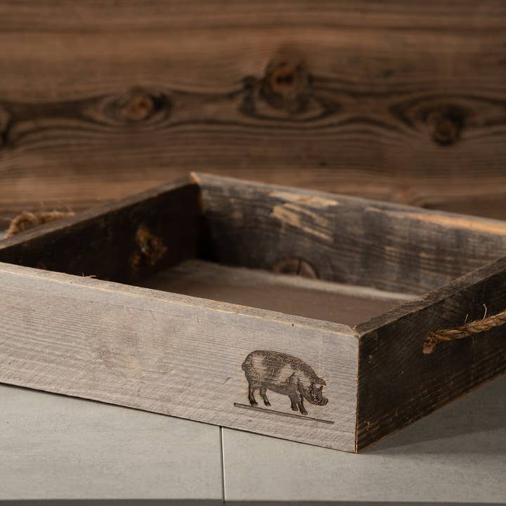 Love Reclaimed - Venta al por mayor Bandejas decorativas - Bandeja de madera rústica de granja - Cerdo