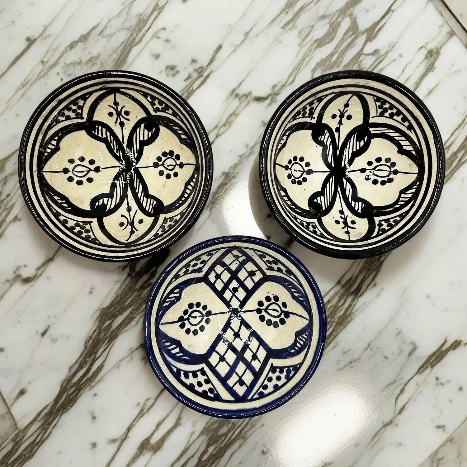 Etnico del Mondo – wholesale Decorative plate/dish/bowl – Set of 3 Hand-Painted Moroccan Ceramic Bowls #190