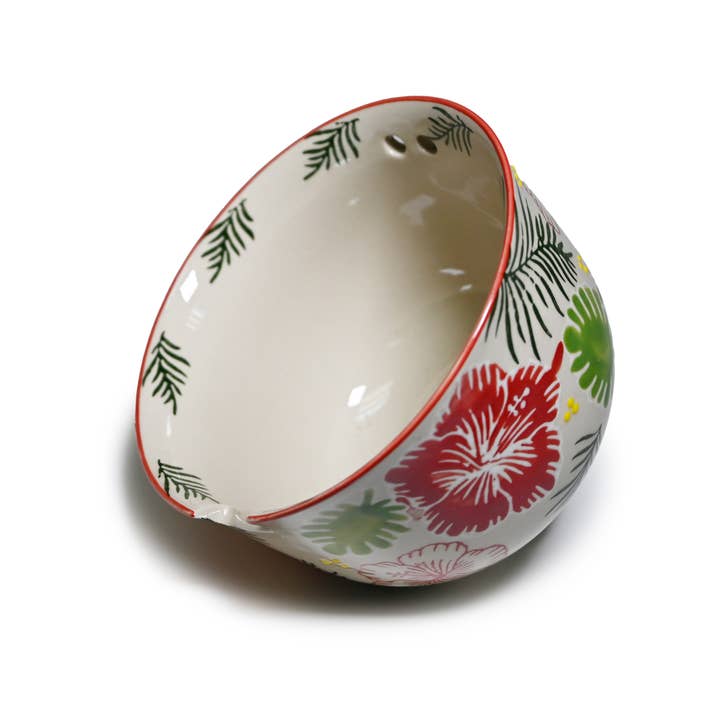 Fuji Merchandise Corporation - Wholesale Bowl - MIRA 5" BOWL WITH CHOPSTICKS – RED AND GREEN FLOWERS2