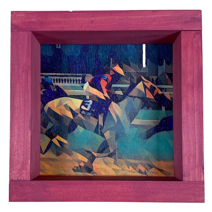 Derby rosa jockey Deco Shadowbox konst för wholesale av Layne Wilson
