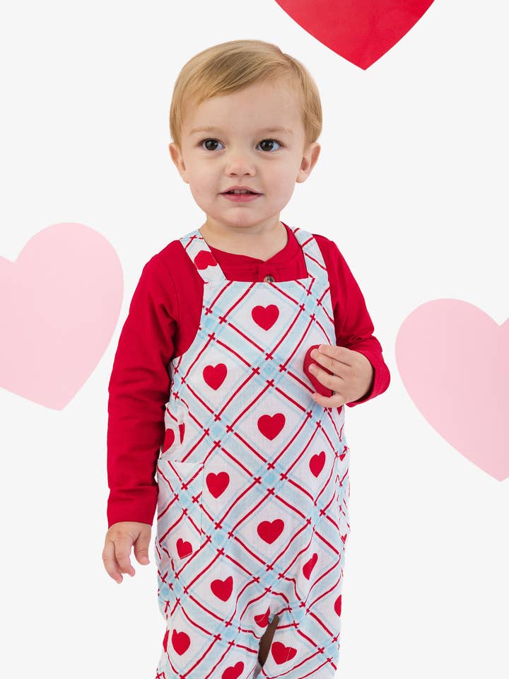 Baby Boys Blue Sweetheart Plaid Cotton Gauze Overall Jumpsuit
for wholesale by RuffleButts + RuggedButts