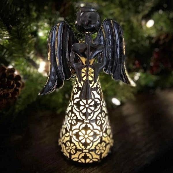 Haute Decor - Wholesale Christmas Decoration - 9 Inch LED Pre-lit Silver Tabletop Angel Christmas Decor