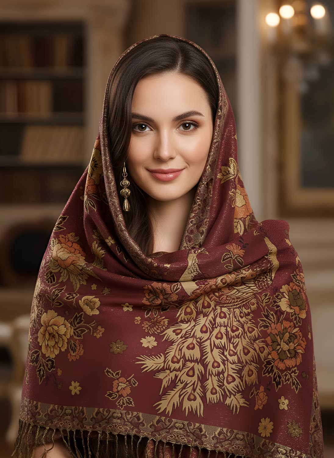 SERENITA - Wholesale Wrap - Women's - Metallic Pashmina Peacock Shawl Wraps Assorted 6 Color Pack2