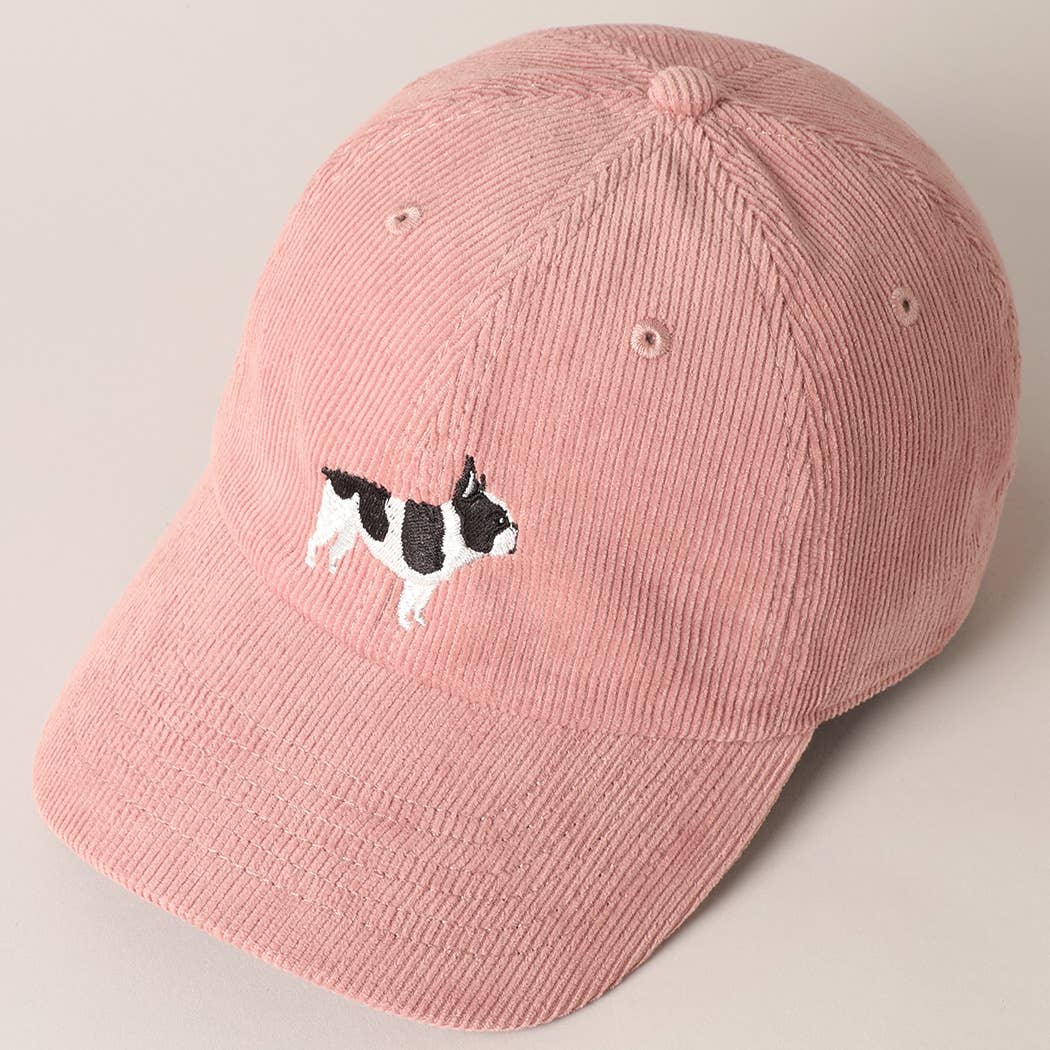 Fashion City - Wholesale Baseball Cap - Unisex - French Bulldog Embroidered Corduroy Baseball Cap1