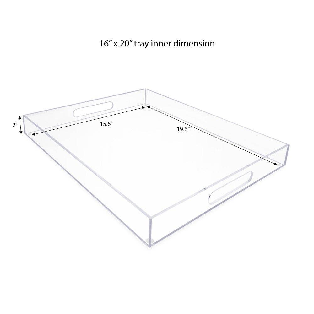 Clair Plateau de service transparent en acrylique avec poignées découpées Isaac Jacobs en vente sur Faire13