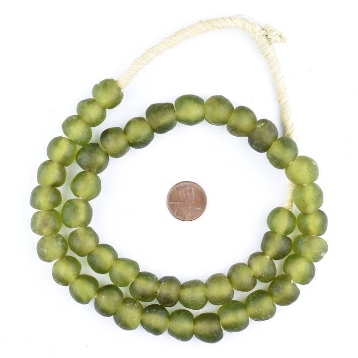 14mm Olive Green Recycled Glass Beads for wholesale by The Bead Chest